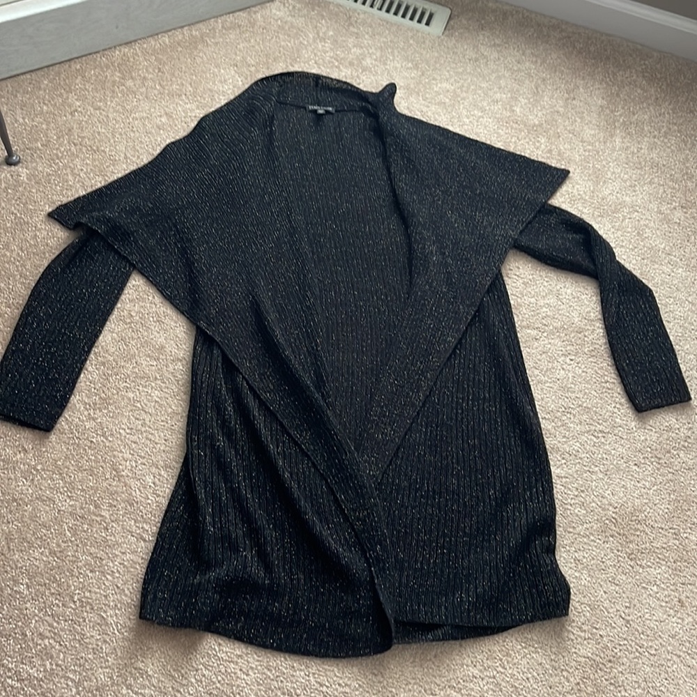 NWOT - never worn Eileen Fisher black and silver sparkly duster/cardigan size s